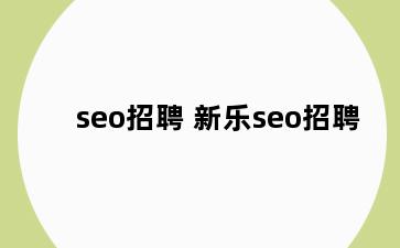 seo招聘 新乐seo招聘